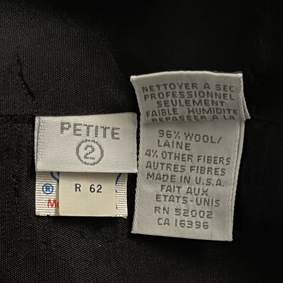 Vintage Liz Claiborne Black Speckled Pocketed Wool Tweed Blazer Petite Size 2 - Picture 4 of 7